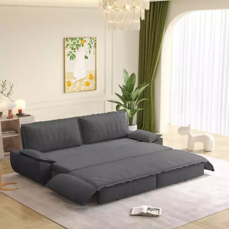 Divano letto convertibile 3 in 1 Queen Size con cuscini e struttura estraibile, divano letto moderno in velluto a coste per soggiorno o camera degli ospiti - Panipeachy