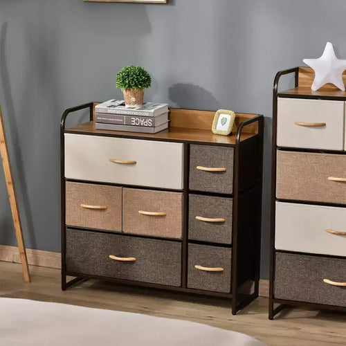 Organizzatore portaoggetti a 3 ripiani per camera da letto e ingresso, cassettiera a 7 cassetti con struttura in acciaio per camera da letto