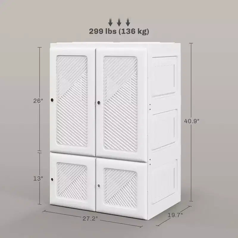 Armadio Portatile, Organizzatore Pieghevole per Vestiti con 6 Scomparti, Ante Magnetiche, Facile Montaggio