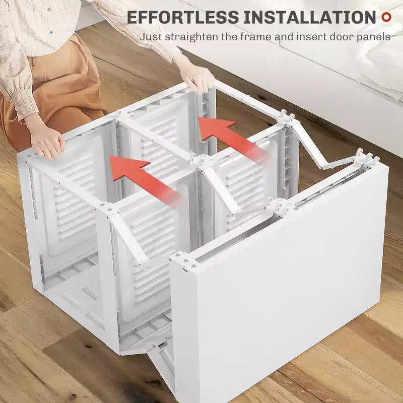Armadio Portatile, Organizzatore Pieghevole per Vestiti con 6 Scomparti, Ante Magnetiche, Facile Montaggio