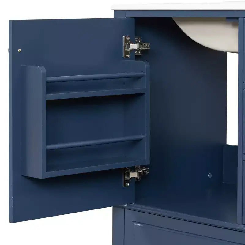 Mobile bagno 30 pollici con lavabo, Mobiletto contenitore da bagno con cassetti e ripiano, Mobile da bagno con lavabo singolo