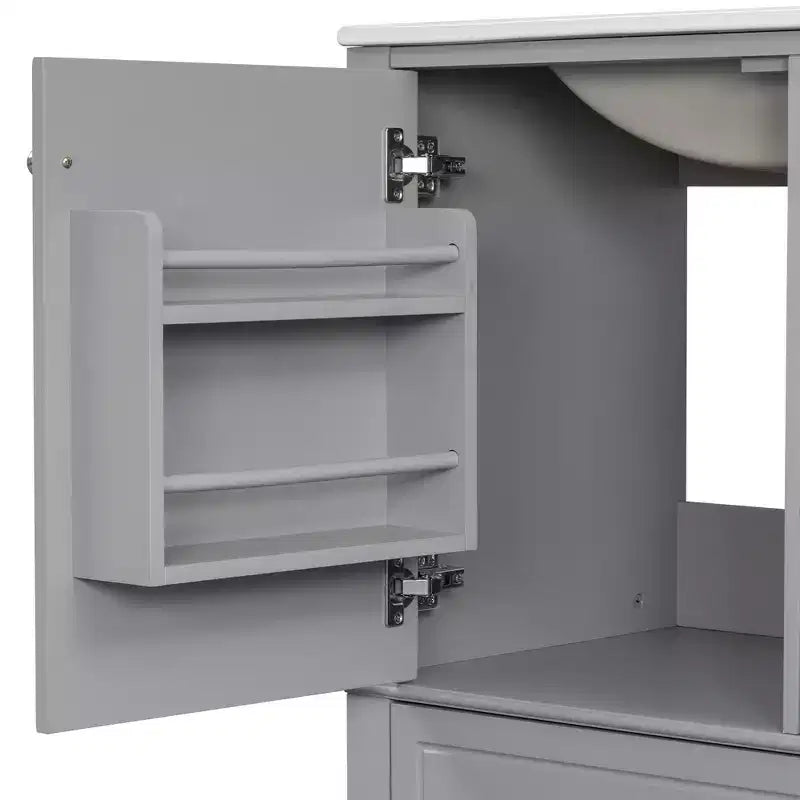 Mobile bagno 30 pollici con lavabo, Mobiletto contenitore da bagno con cassetti e ripiano, Mobile da bagno con lavabo singolo
