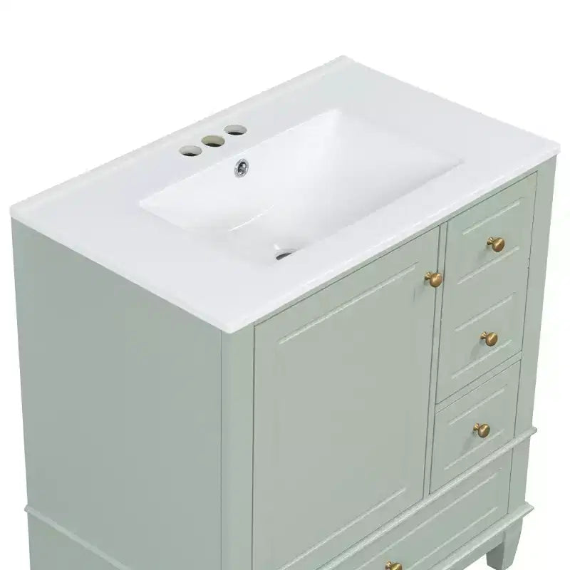 Mobile bagno 30 pollici con lavabo, Mobiletto contenitore da bagno con cassetti e ripiano, Mobile da bagno con lavabo singolo