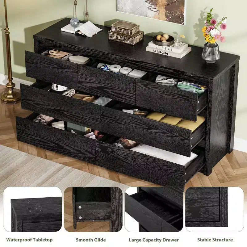 Cassettiera a 7 cassetti, Comodino da camera da letto in stile country, Design vintage, Adatto per camera da letto, soggiorno, corridoio, Bianco