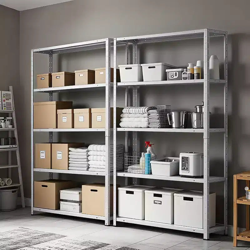 Scaffale a 5 ripiani in acciaio resistente, libreria alta, capacità 227 kg, scaffali da garage con altezza regolabile, scaffali in metallo per interni ed esterni