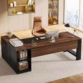 Lantine 78 L-Shaped Executive Desk with Drawers, Large Corner Computer Desk with Cabinet, Wood Business Workstation for Home Office