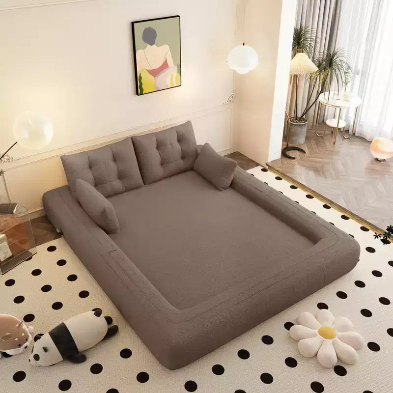 MAYEERTY 78.7 Divano Letto Pieghevole Multifunzione, Divano Letto a 3 Posti Imbottito in Tessuto Teddy Marrone
