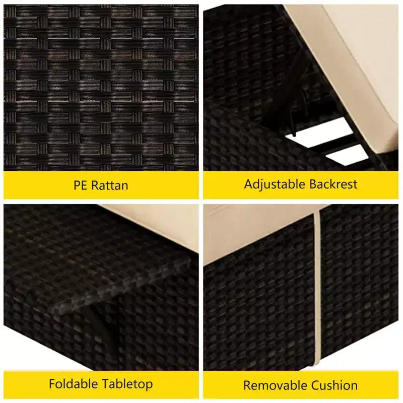 Sdraio da Esterno in Rattan per Patio, Sedia a Sdraio Reclinabile Regolabile per Piscina con Cuscino, Vimini PE, Sedia Prendisole per Spiaggia, Giardino, Set da 2
