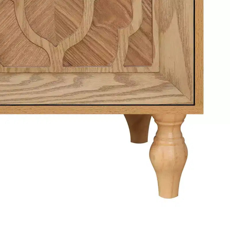 Clihome 63 Mobile Contenitore Grande con Maniglia in Metallo, Ante Intagliate a Fiori, Credenza Consolle Moderna in Legno con Ripiani Regolabili