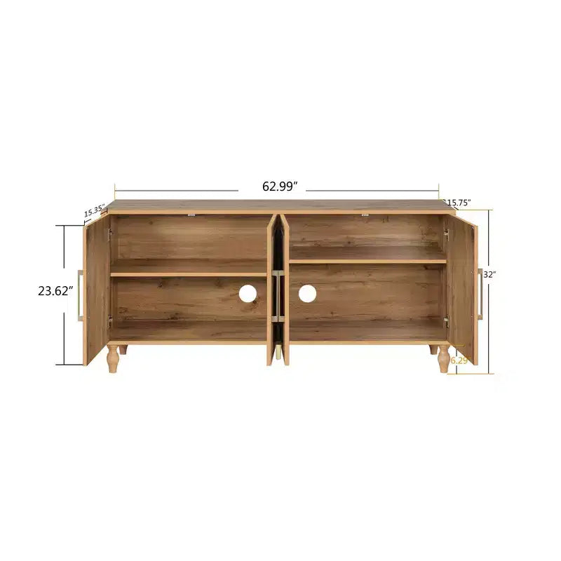 Clihome 63 Mobile Contenitore Grande con Maniglia in Metallo, Ante Intagliate a Fiori, Credenza Consolle Moderna in Legno con Ripiani Regolabili