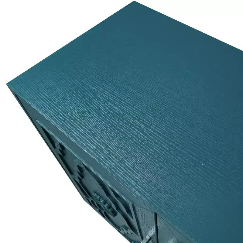 Clihome 63 Mobile Contenitore Grande con Maniglia in Metallo, Ante Intagliate a Fiori, Credenza Consolle Moderna in Legno con Ripiani Regolabili