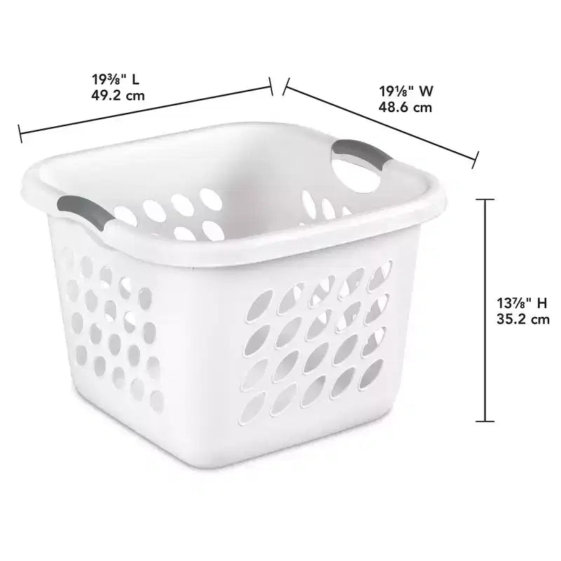 Cesta portabiancheria quadrata Sterilite, 1,5 Bushel, con manici, bianca, confezione da 8