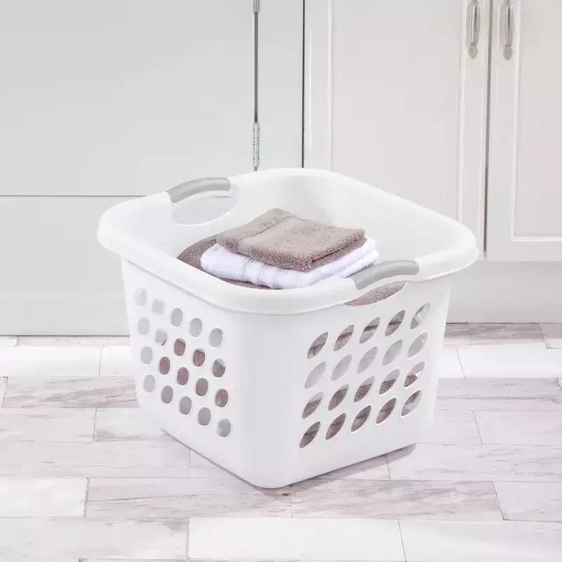 Cesta portabiancheria quadrata Sterilite, 1,5 Bushel, con manici, bianca, confezione da 8