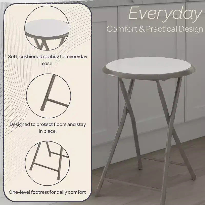 Lavish Home Set di 4 Sgabelli Pieghevoli da Bar, Sgabello Robusto da 45,7 cm con Capacità di 102 kg e Sedili Imbottiti per Dormitorio, Sala Ricreativa o Sala Giochi