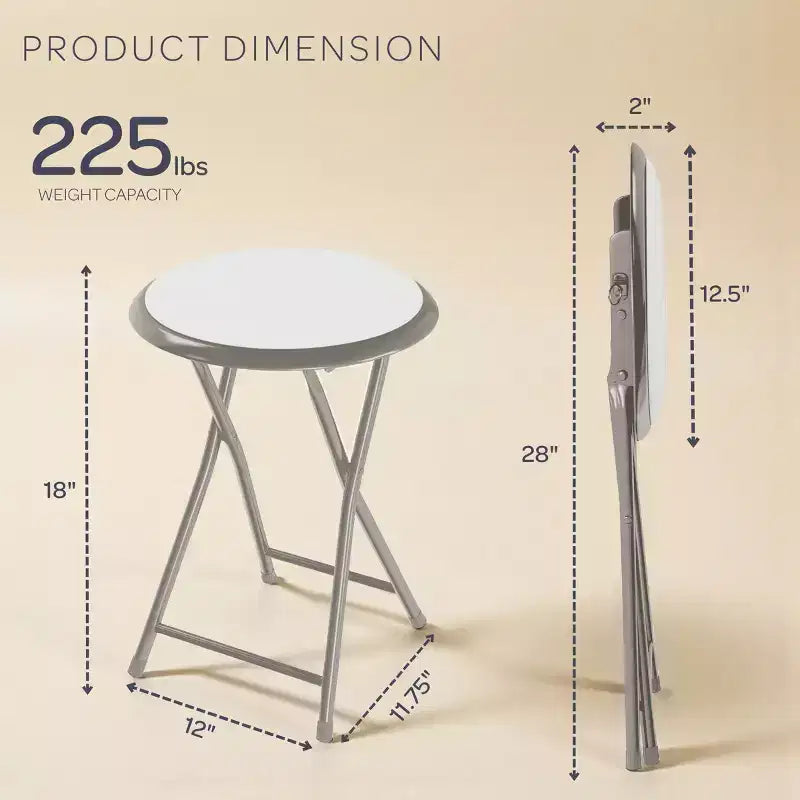 Lavish Home Set di 4 Sgabelli Pieghevoli da Bar, Sgabello Robusto da 45,7 cm con Capacità di 102 kg e Sedili Imbottiti per Dormitorio, Sala Ricreativa o Sala Giochi