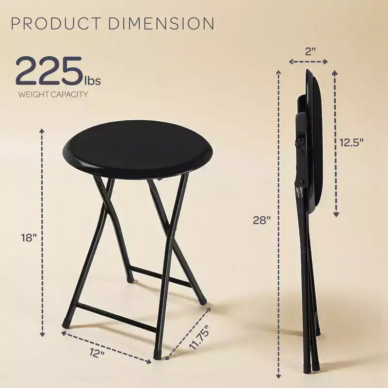 Lavish Home Set di 4 Sgabelli Pieghevoli da Bar, Sgabello Robusto da 45,7 cm con Capacità di 102 kg e Sedili Imbottiti per Dormitorio, Sala Ricreativa o Sala Giochi