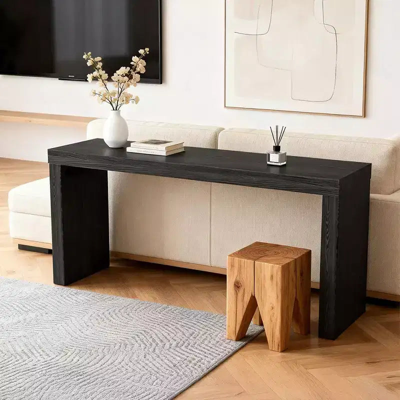 Consolle da divano lunga in legno nero moderno Karl Home 58 Narrow per soggiorno