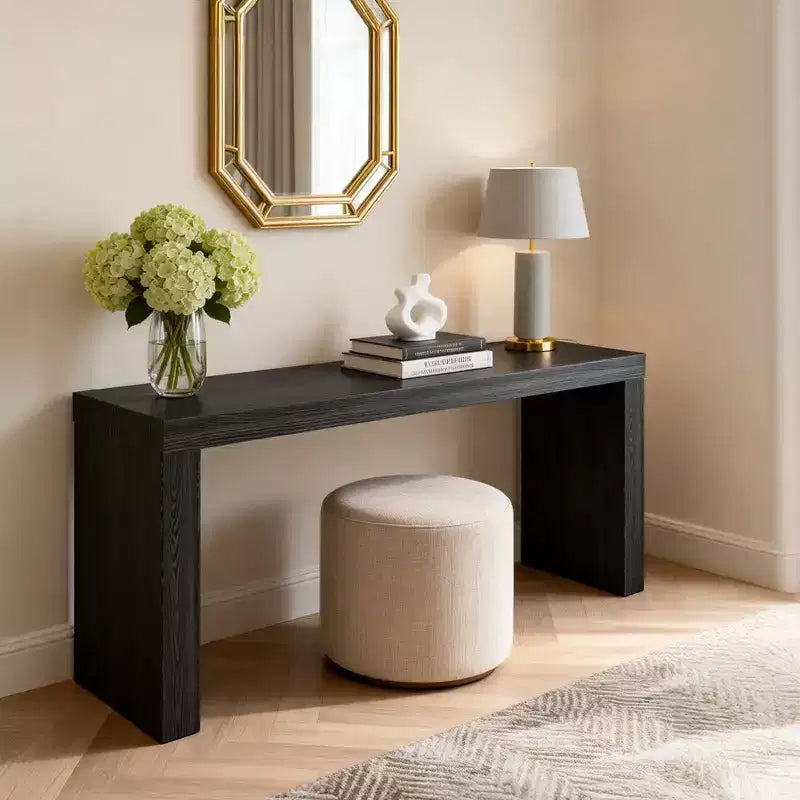 Consolle da divano lunga in legno nero moderno Karl Home 58 Narrow per soggiorno