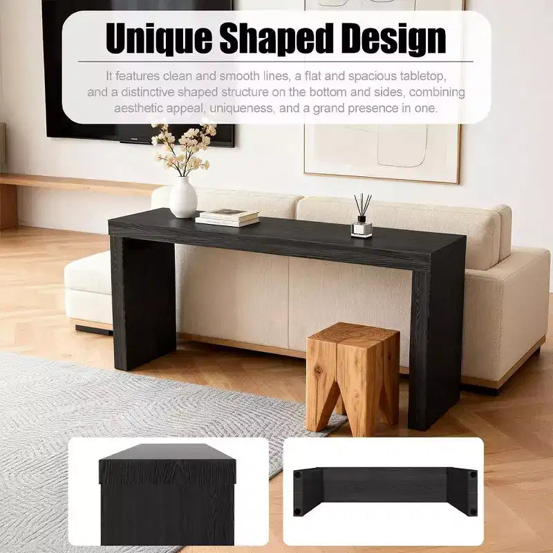 Consolle da divano lunga in legno nero moderno Karl Home 58 Narrow per soggiorno