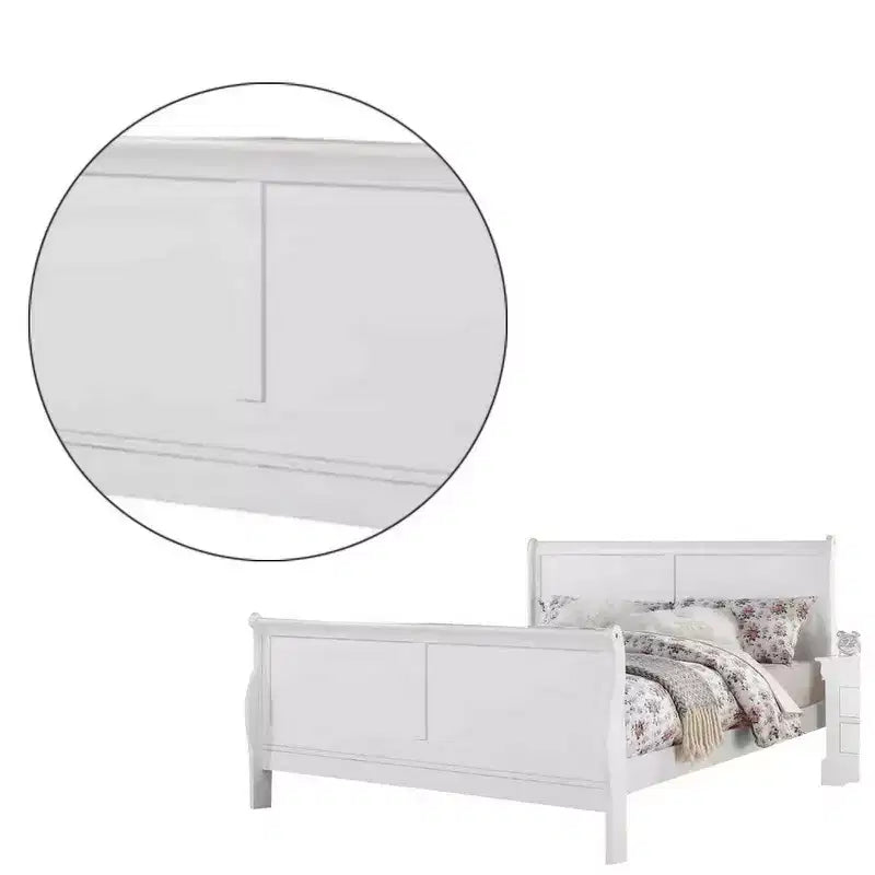 Letto a slitta Royal Hamton, design full size, con gambe eleganti, bianco
