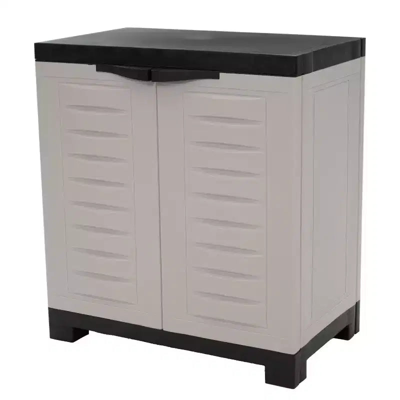 HomeRoots Mobile di servizio a due ante in plastica resistente grigio e nero 26