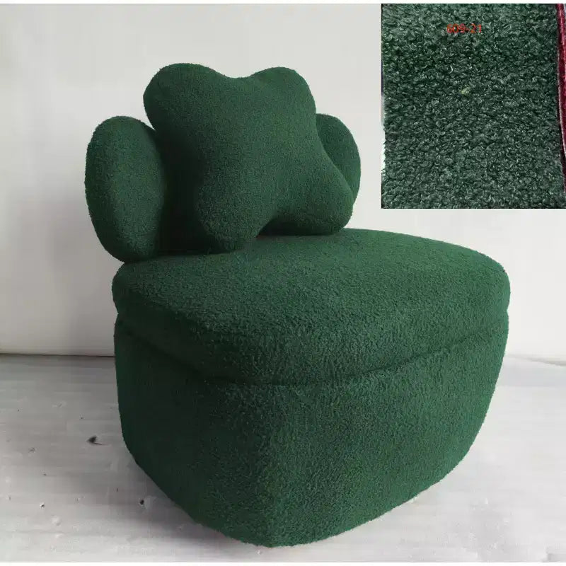 Sedia Girevole con Schienale a Cuore, Divano Lounge in Velluto Teddy Girevole a 360 Gradi con Contenitore per Soggiorno