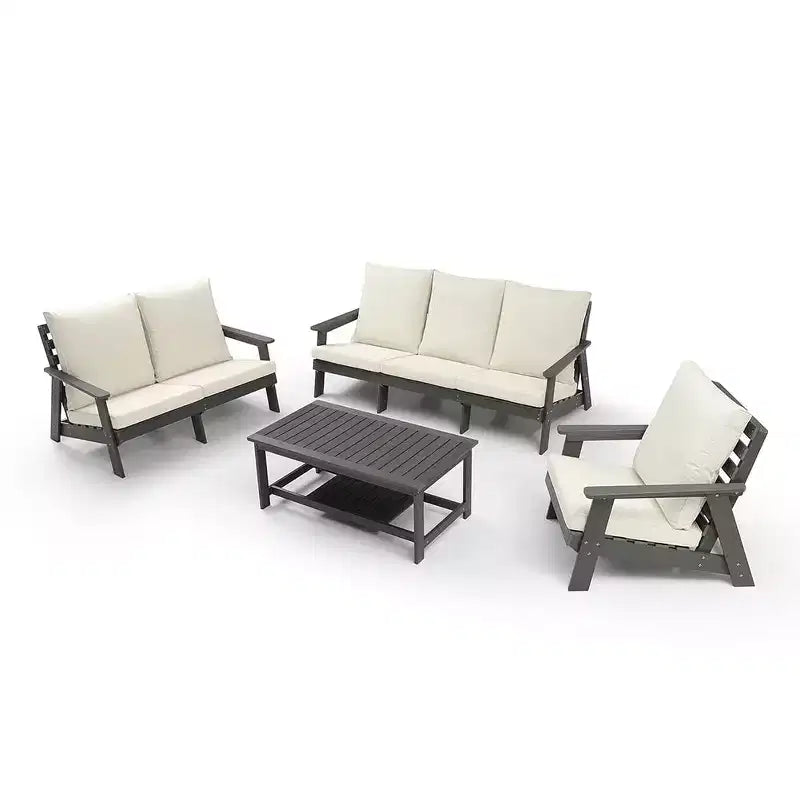 Divano da esterno per patio, Divano da giardino resistente alle intemperie con cuscino, Braccioli, Schienale confortevole, Divano da interno ed esterno per patio
