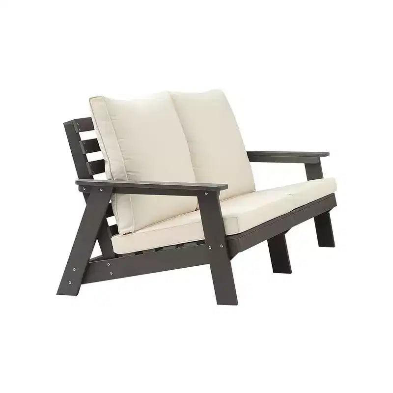 Divano da esterno per patio, Divano da giardino resistente alle intemperie con cuscino, Braccioli, Schienale confortevole, Divano da interno ed esterno per patio