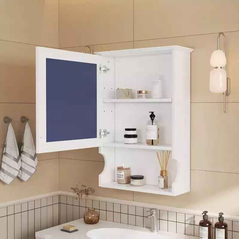 CASAINC Mobile da Bagno Sospeso da 20 con Specchio e Anta Contenitore