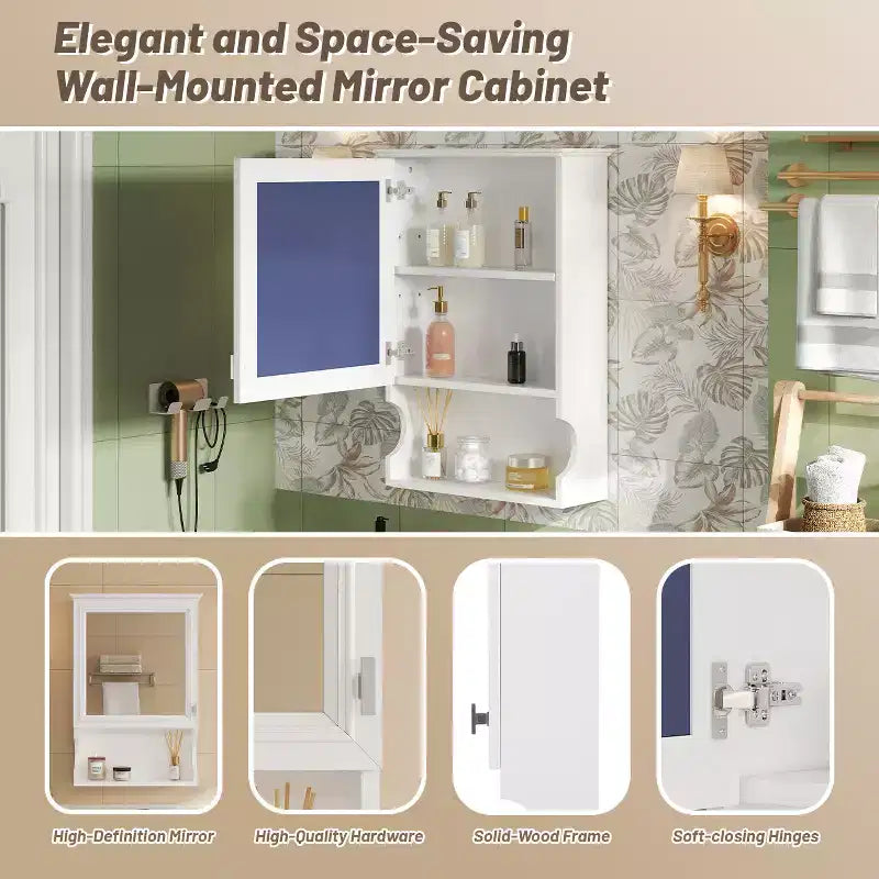 CASAINC Mobile da Bagno Sospeso da 20 con Specchio e Anta Contenitore