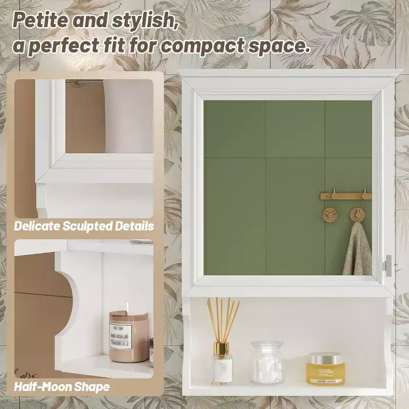 CASAINC Mobile da Bagno Sospeso da 20 con Specchio e Anta Contenitore