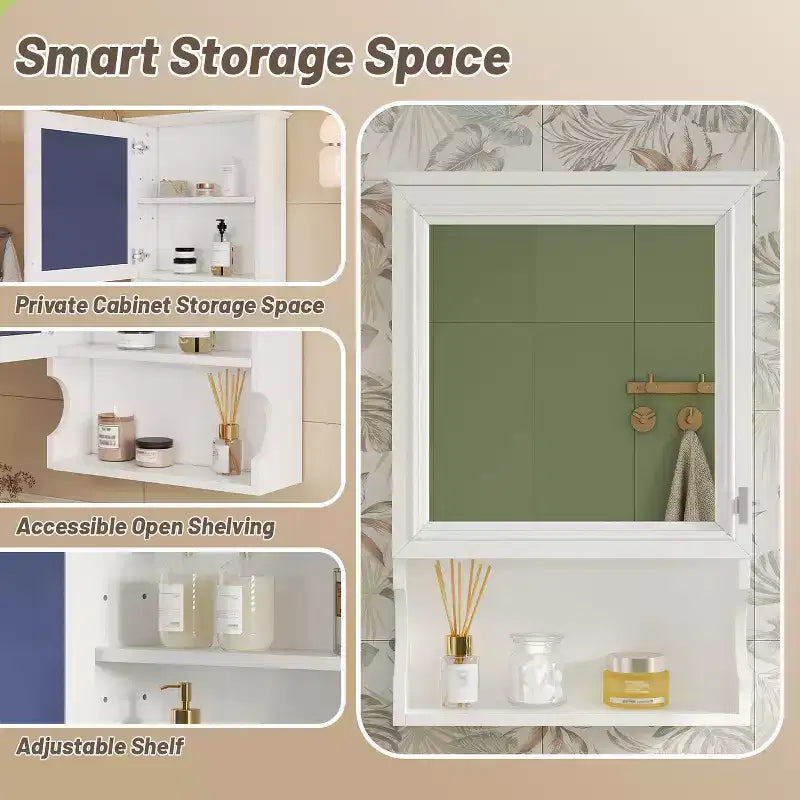 CASAINC Mobile da Bagno Sospeso da 20 con Specchio e Anta Contenitore