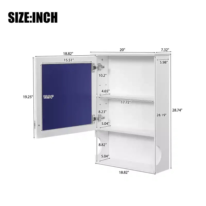 CASAINC Mobile da Bagno Sospeso da 20 con Specchio e Anta Contenitore