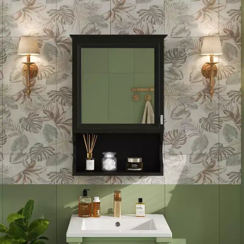 CASAINC Mobile da Bagno Sospeso da 20 con Specchio e Anta Contenitore