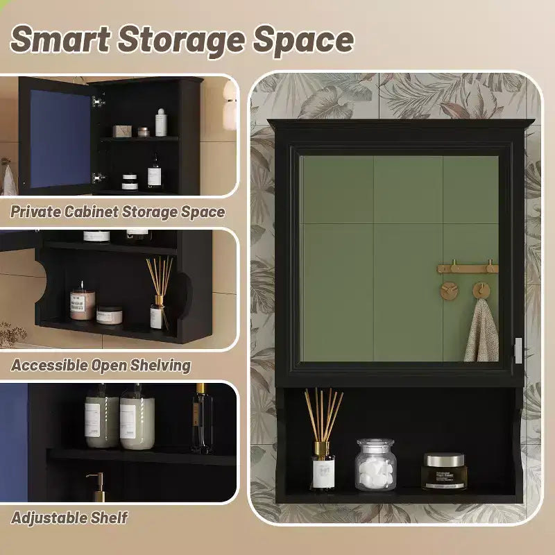 CASAINC Mobile da Bagno Sospeso da 20 con Specchio e Anta Contenitore