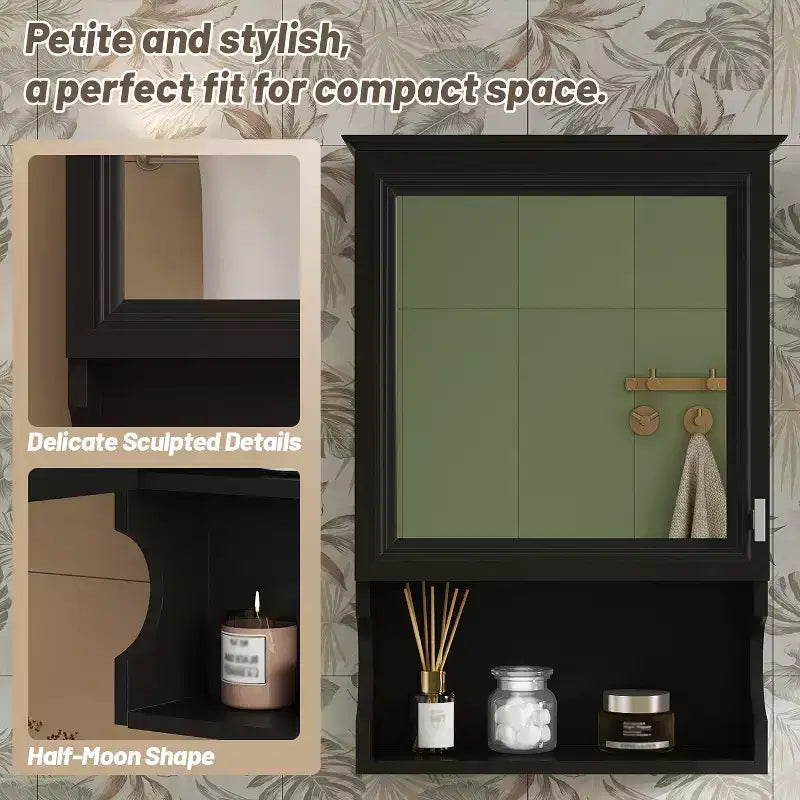 CASAINC Mobile da Bagno Sospeso da 20 con Specchio e Anta Contenitore