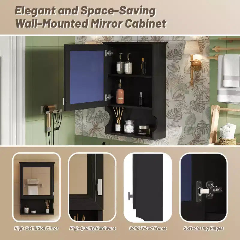 CASAINC Mobile da Bagno Sospeso da 20 con Specchio e Anta Contenitore