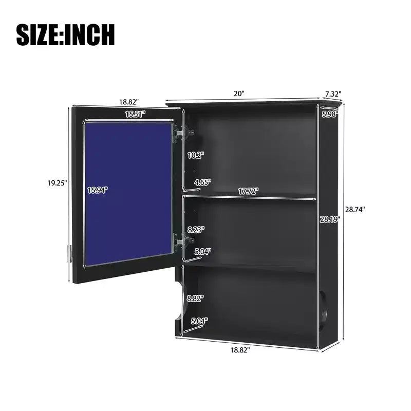 CASAINC Mobile da Bagno Sospeso da 20 con Specchio e Anta Contenitore