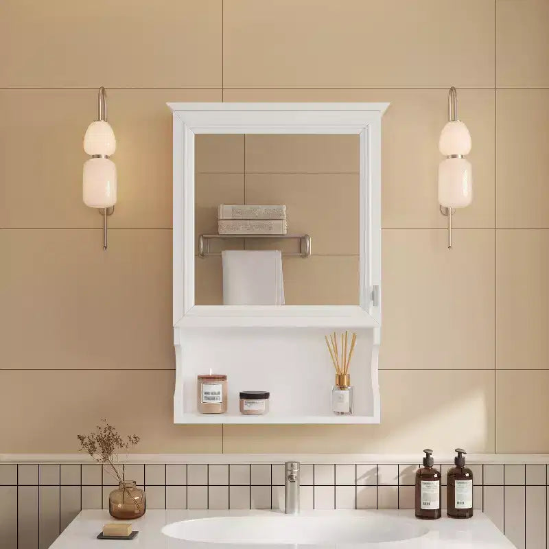 CASAINC Mobile da Bagno Sospeso da 20 con Specchio e Anta Contenitore