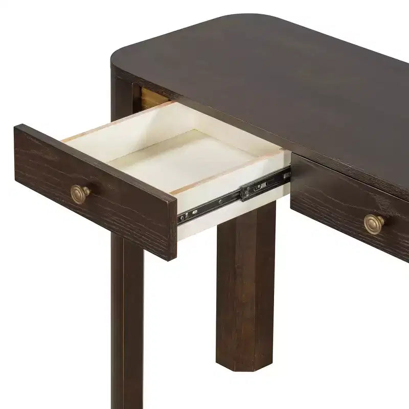 GDFStudio Francis 52 Tavolo Consolle Rustico con Angoli Curvi e Cassetti Nascosti