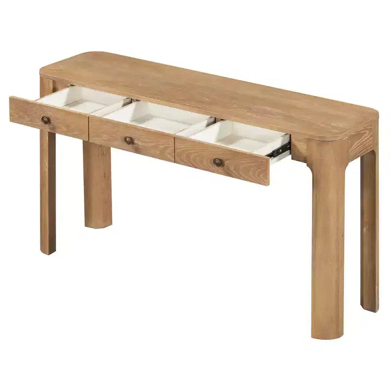 GDFStudio Francis 52 Tavolo Consolle Rustico con Angoli Curvi e Cassetti Nascosti