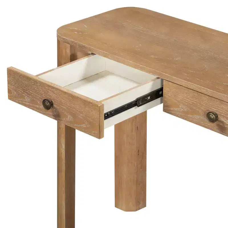 GDFStudio Francis 52 Tavolo Consolle Rustico con Angoli Curvi e Cassetti Nascosti