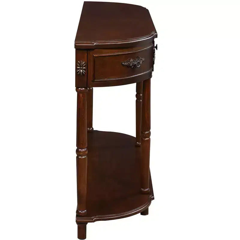 TUYOHW Tavolo Consolle Retrò Curvo con 2 Cassetti, Tavolo da Divano Rustico con Gambe Romane e Ripiano Aperto, Tavolo da Ingresso in Legno per Soggiorno, Corridoio