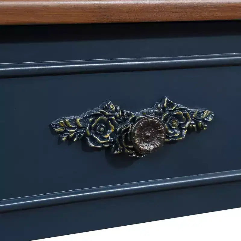 TUYOHW Tavolo Consolle Retrò Curvo con 2 Cassetti, Tavolo da Divano Rustico con Gambe Romane e Ripiano Aperto, Tavolo da Ingresso in Legno per Soggiorno, Corridoio