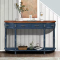 TUYOHW Retro Curved Console Table with 2 Drawers, Farmhouse Sofa Table with Roman Legs & Open Shelf,Wood Entryway Table for Living Room,Hallway
