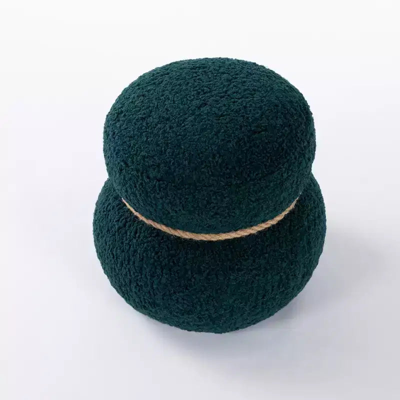 TUYOHW Poggiapiedi Rotondo a Forma di Pupazzo di Neve Imbottito, Carino Sgabello in Lana di Agnello per Toeletta con Struttura in Legno, Panca Porta Scarpe per Soggiorno, Camera da Letto, Ingresso