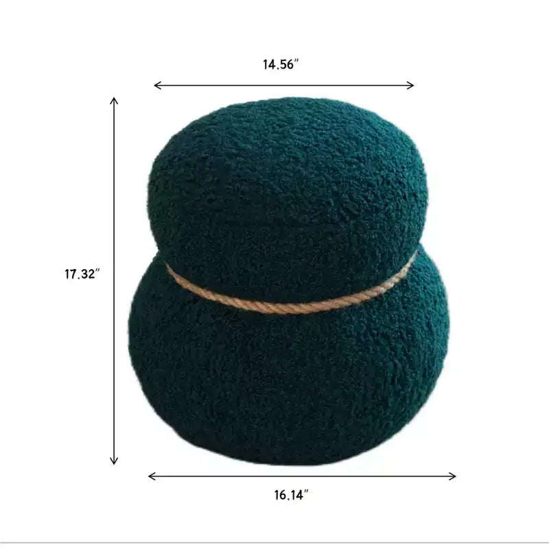 TUYOHW Poggiapiedi Rotondo a Forma di Pupazzo di Neve Imbottito, Carino Sgabello in Lana di Agnello per Toeletta con Struttura in Legno, Panca Porta Scarpe per Soggiorno, Camera da Letto, Ingresso