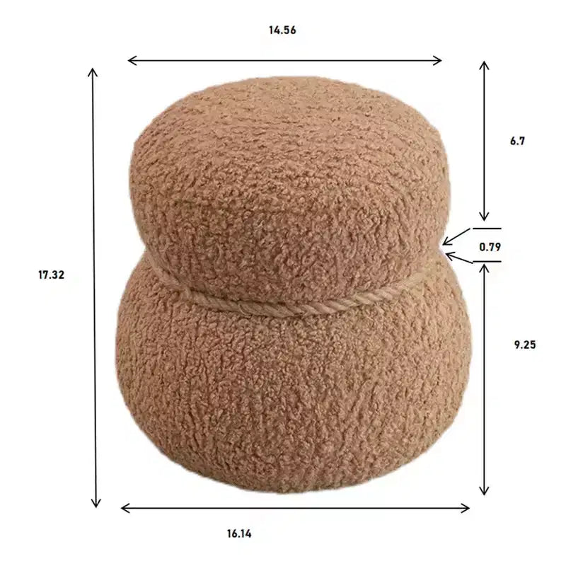 TUYOHW Poggiapiedi Rotondo a Forma di Pupazzo di Neve Imbottito, Carino Sgabello in Lana di Agnello per Toeletta con Struttura in Legno, Panca Porta Scarpe per Soggiorno, Camera da Letto, Ingresso