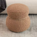 TUYOHW Poggiapiedi Rotondo a Forma di Pupazzo di Neve Imbottito, Carino Sgabello in Lana di Agnello per Toeletta con Struttura in Legno, Panca Porta Scarpe per Soggiorno, Camera da Letto, Ingresso