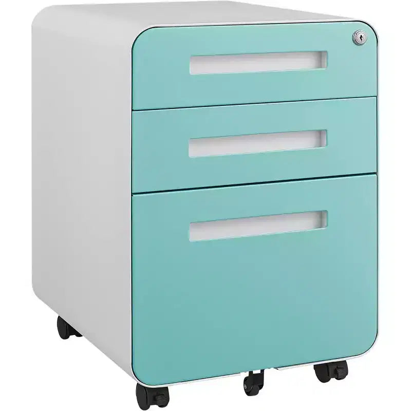 Cassettiera Portadocumenti a 3 Cassetti per Ufficio Domestico, Mobiletto Archiviazione con Serratura Sotto Scrivania per Formato A4/Letter/Legale, Cassettiera su Rotelle Anti-ribaltamento a 5 Ruote